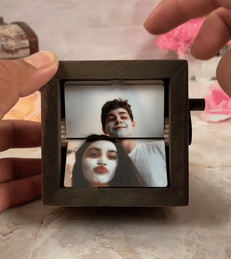 Boîte photo à manivelle personnalisée